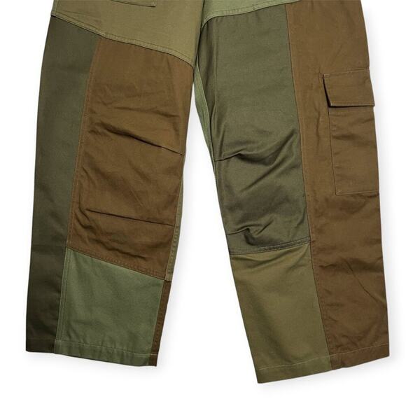 NEW KUON Patchwork Utility Trousers SIZE L Green Wide Leg Cargo Pocket JAPAN NWT - Picture 9 of 11